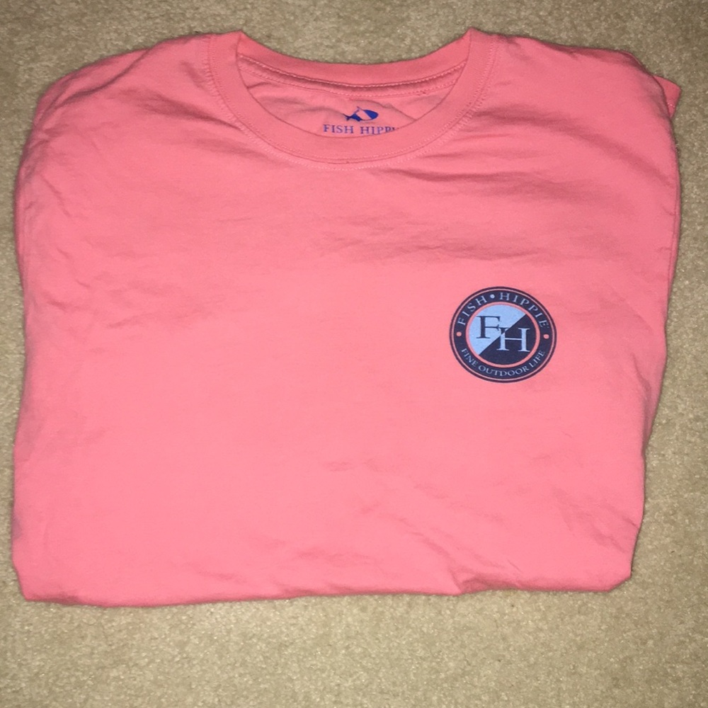 Fish Hippie Men’s S Pink Fish Seersucker T shirt